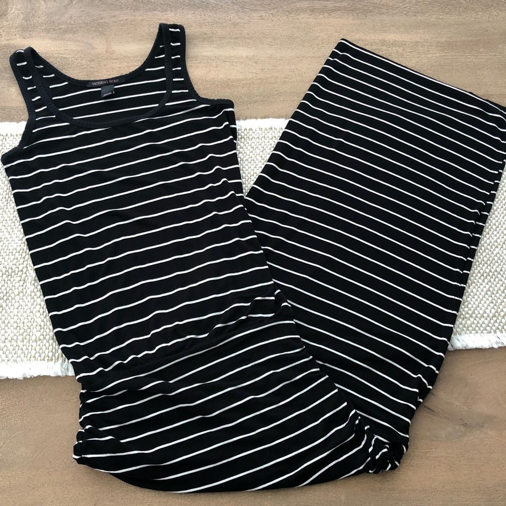 Victorias Secret Maxi Dress Ruched Stripes Sz XS